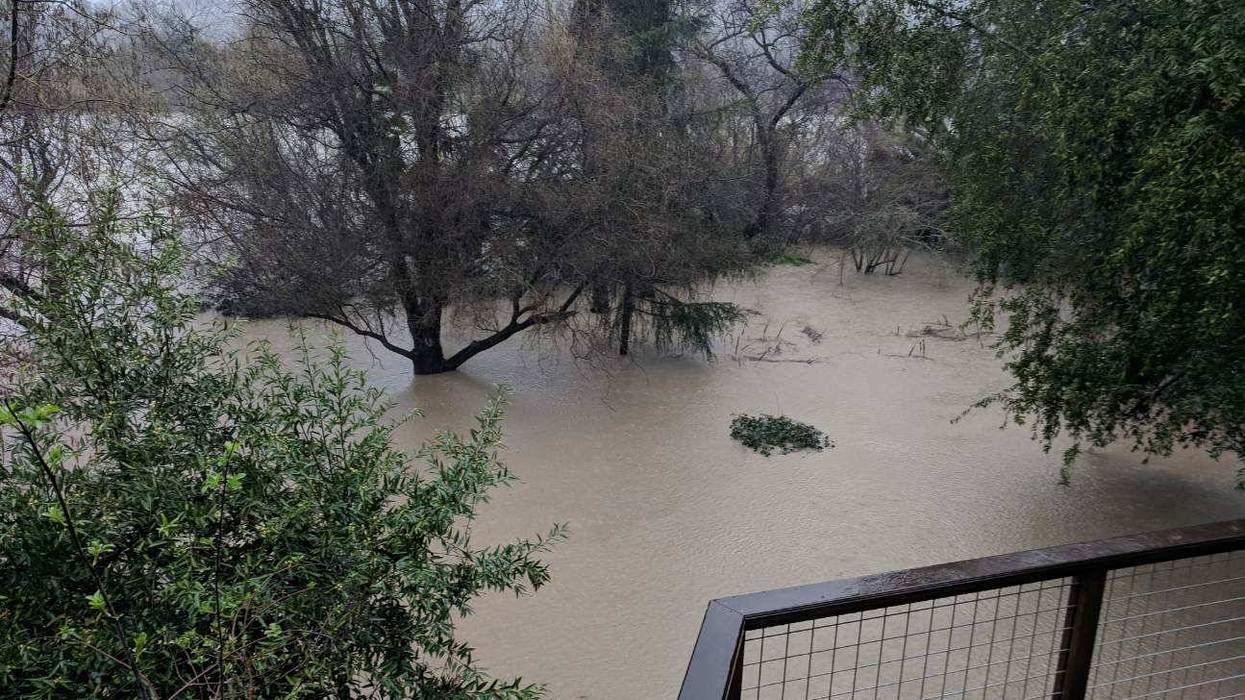 The Russian River in Healdsburg during heavy rain on Feb. 26, 2019