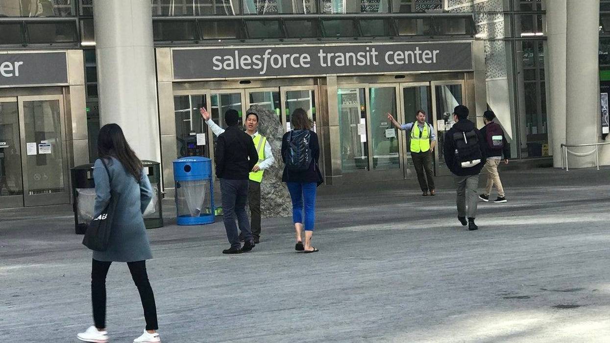 The Salesforce Transit Center was evacuated on Tuesday after officials discovered a cracked beam in the new building.