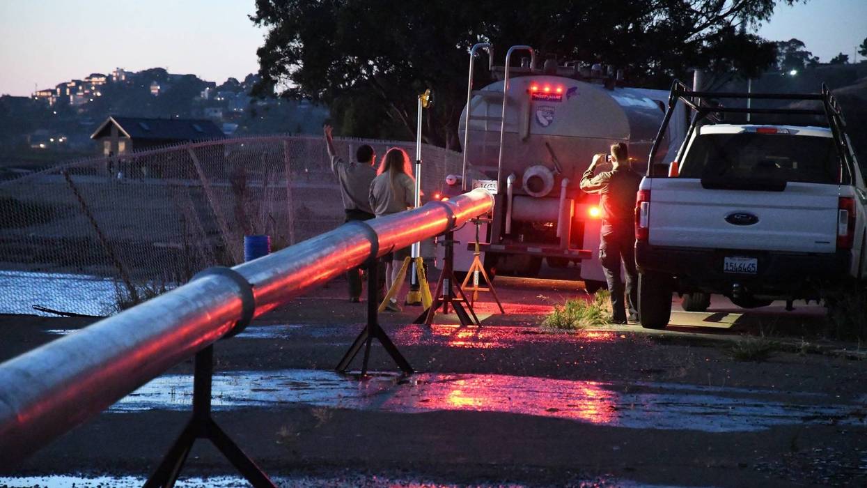 The salmon were released through long tubes.