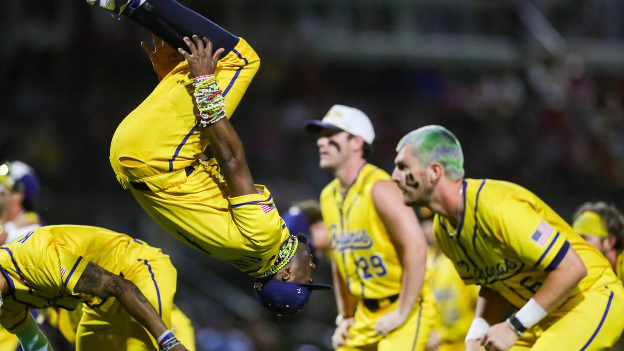 The Savannah Bananas compete against the Party Animals in a banana ball game in front of a sold-out crowd at JetBlue Park in Fort Myers, Fla., on Friday, Feb. 14, 2025.