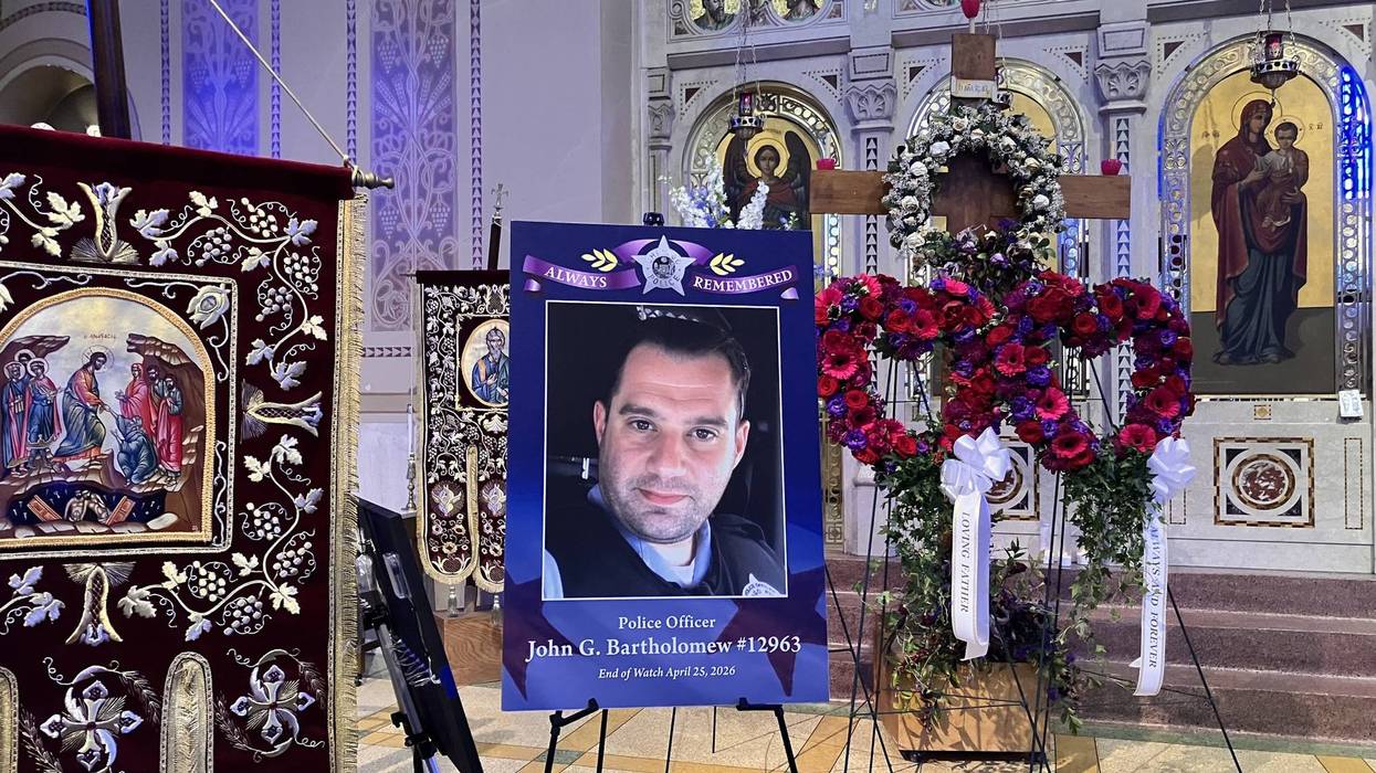 The scene inside St. Andrew's Greek Orthodox Church in Chicago's Edgewater neighborhood, before the funeral for Chicago police officer John Bartholomew.