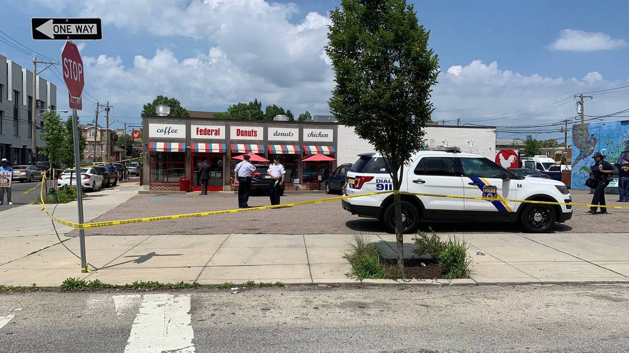 The scene of a double shooting at Federal Donuts Thursday in Philadelphia.