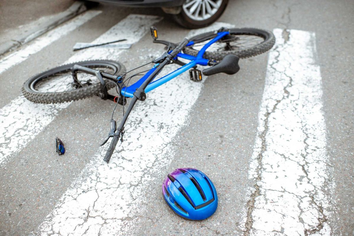 The scene of a hit-and-run with a bike.
