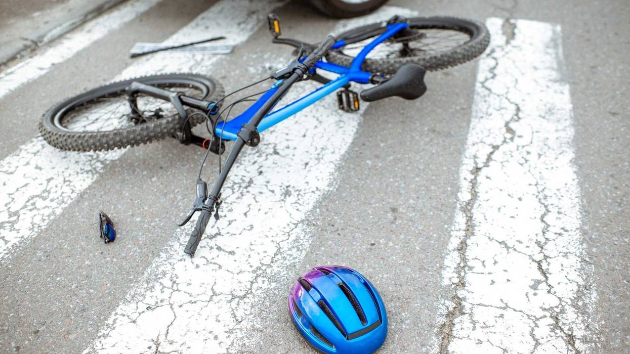 The scene of a hit-and-run with a bike.