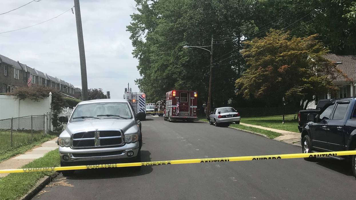 The scene of a manhole emergency.