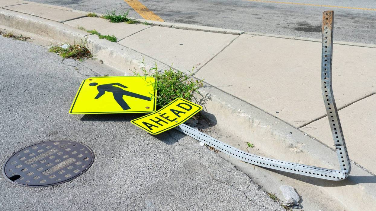 The scene of a pedestrian crash.