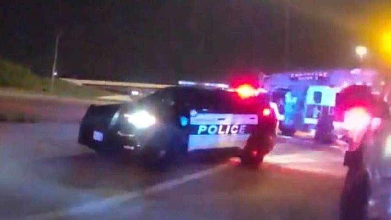 The scene on Highway 121 when a tow truck operator was fatally struck in Grapevine, Texas.