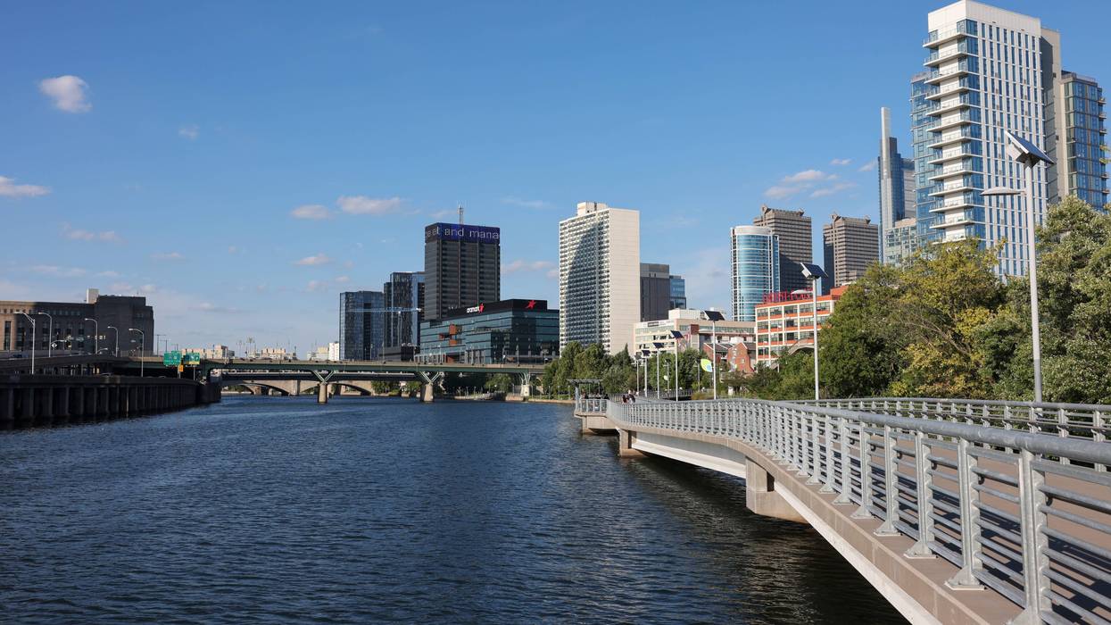 The Schuylkill River with the 34th Street Bridge in the background.
