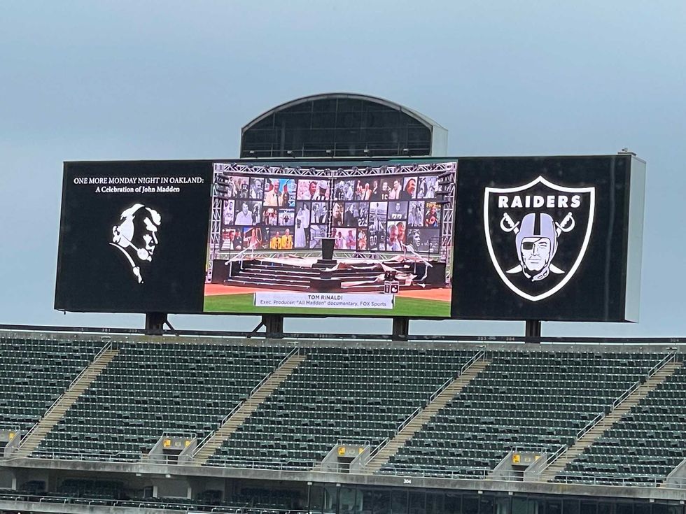 The scoreboard lit up with John Madden