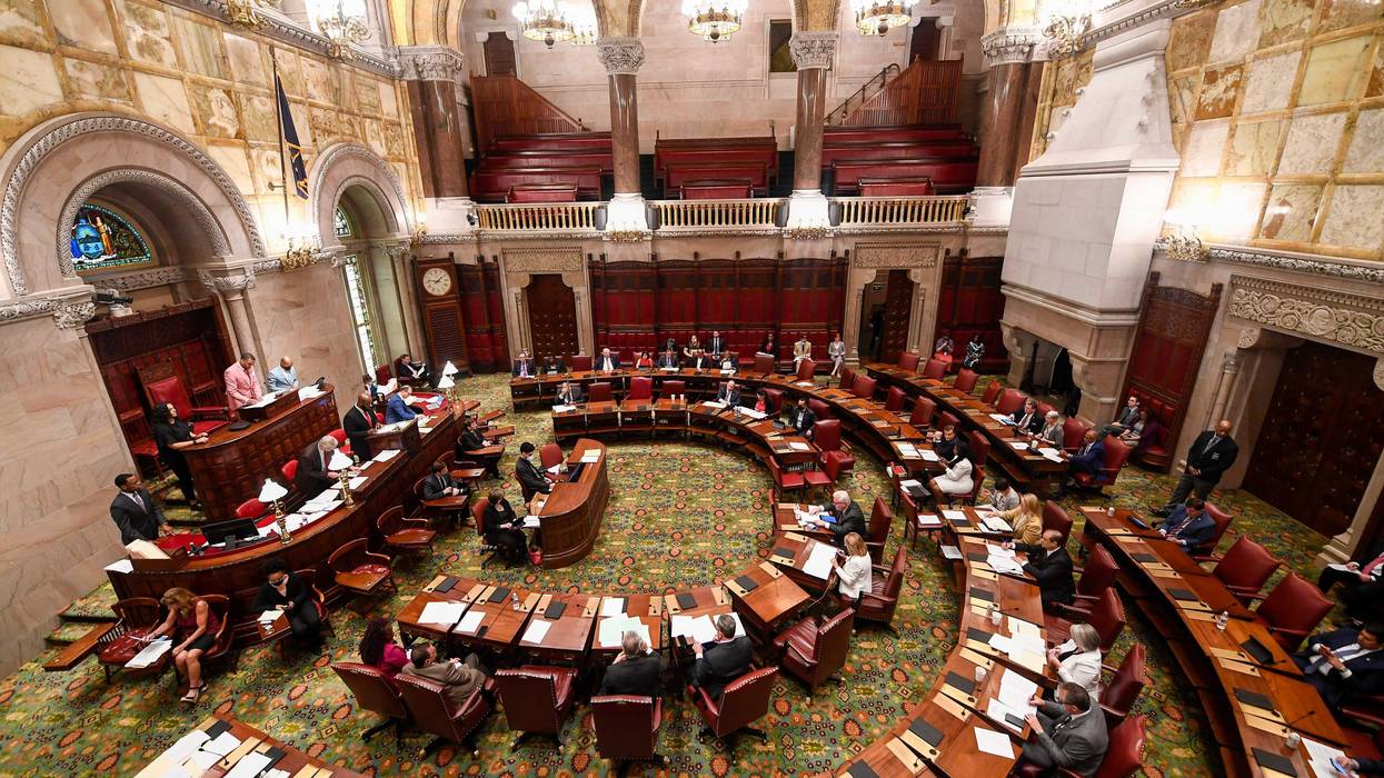 The Senate Chamber is pictured during a legislative session at the state Capitol on the last scheduled day of the 2022 legislative session, Thursday, June 2, 2022, in Albany, N.Y