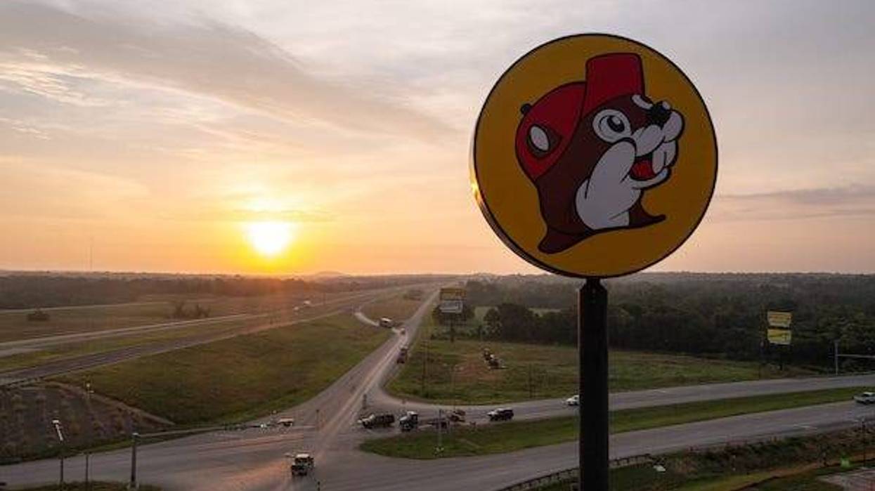 The sign for the new largest Buc-ee’s travel centeris displayed above I-10 East in Luling, Texas on Monday, June 10, 2024