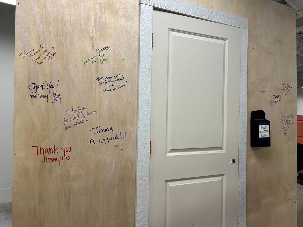 The signed wall which Habitat for Humanity says will be used in a future project.