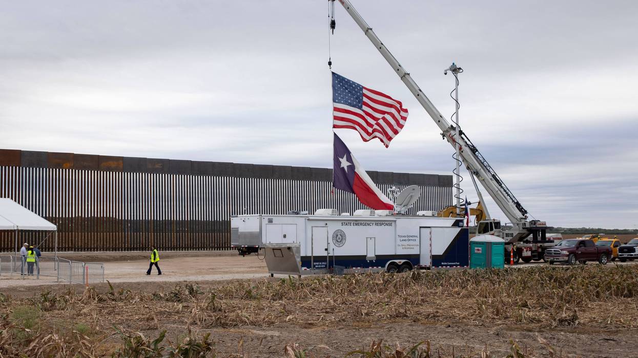 The site of ongoing state-sponsored border wall construction where Texas Land Commissioner Dawn Buckingham is to hold a news conference on Nov. 26, 2024, in La Casita-Garciasville, Texas.