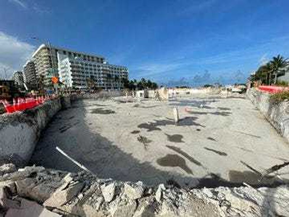 The site where the Champlain Towers South partially collapsed in June 2021. This photo, tweeted by State Sen. Jason Pizzo, shows the site nearly cleared of all rubble from the tower’s collapse.