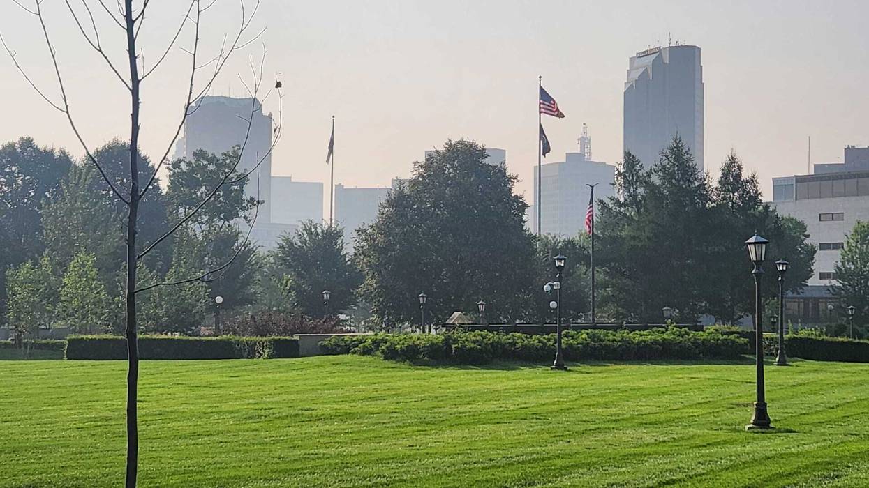 The smoky haze hanging over St. Paul Friday clearly shows the Air Quality Alert that has been issued for Minnesota, most of Wisconsin and parts of Michigan.