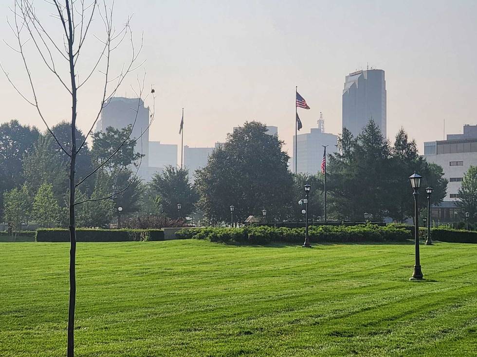 The smoky haze hanging over St. Paul Friday clearly shows the Air Quality Alert that has been issued for Minnesota, most of Wisconsin and parts of Michigan.