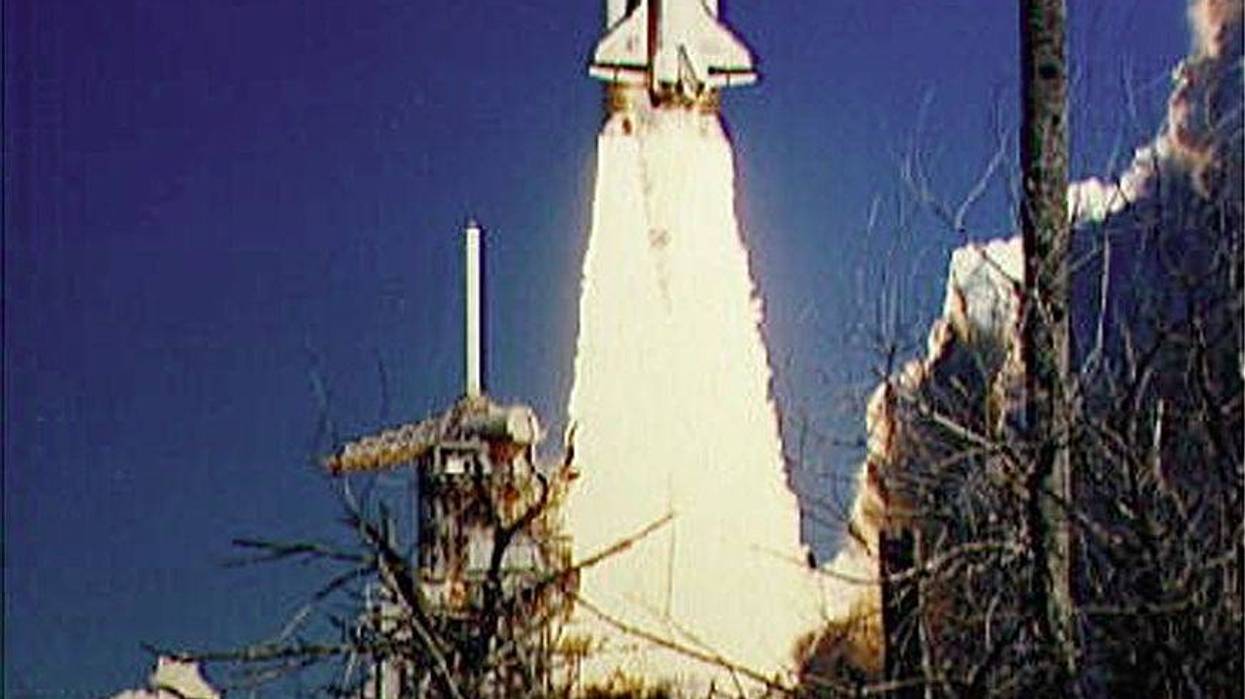 The Space Shuttle Challenger lifts off January 28, 1986 from Kennedy Space Center, Florida.