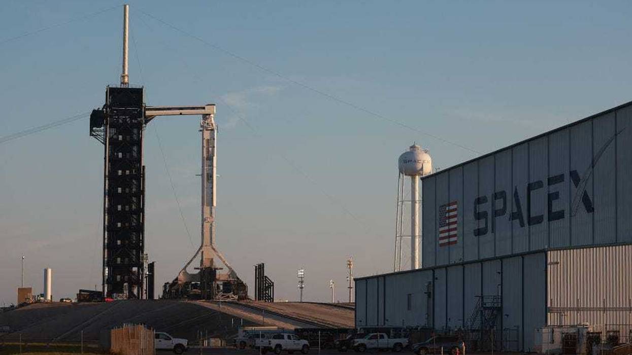 The SpaceX Falcon 9 rocket and Dragon spacecraft Endeavour sit on launch pad 39A at the Kennedy Space Center as it is prepared for launch on February 26, 2023 in Cape Canaveral, Florida.