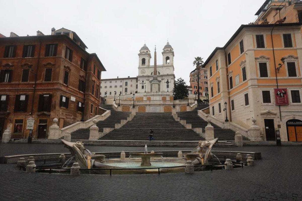 The Spanish Steps are seen completely empty on March 13, 2020 in Rome, Italy.