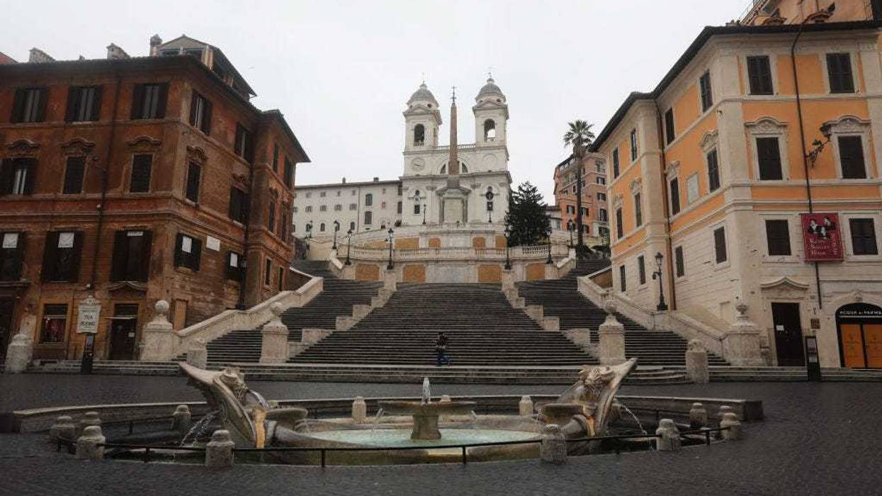 The Spanish Steps are seen completely empty on March 13, 2020 in Rome, Italy.