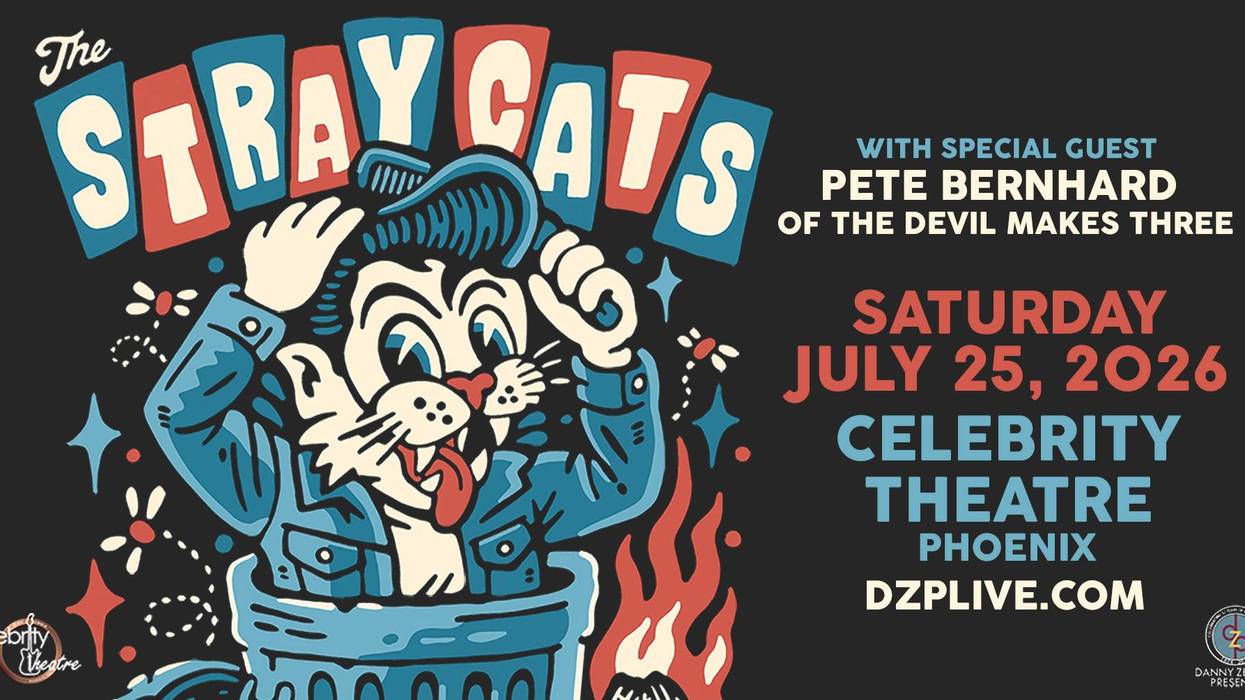 The Stray Cats & Pete Bernhard poster: rockabilly cat, July 25, 2026, Celebrity Theatre Phoenix.
