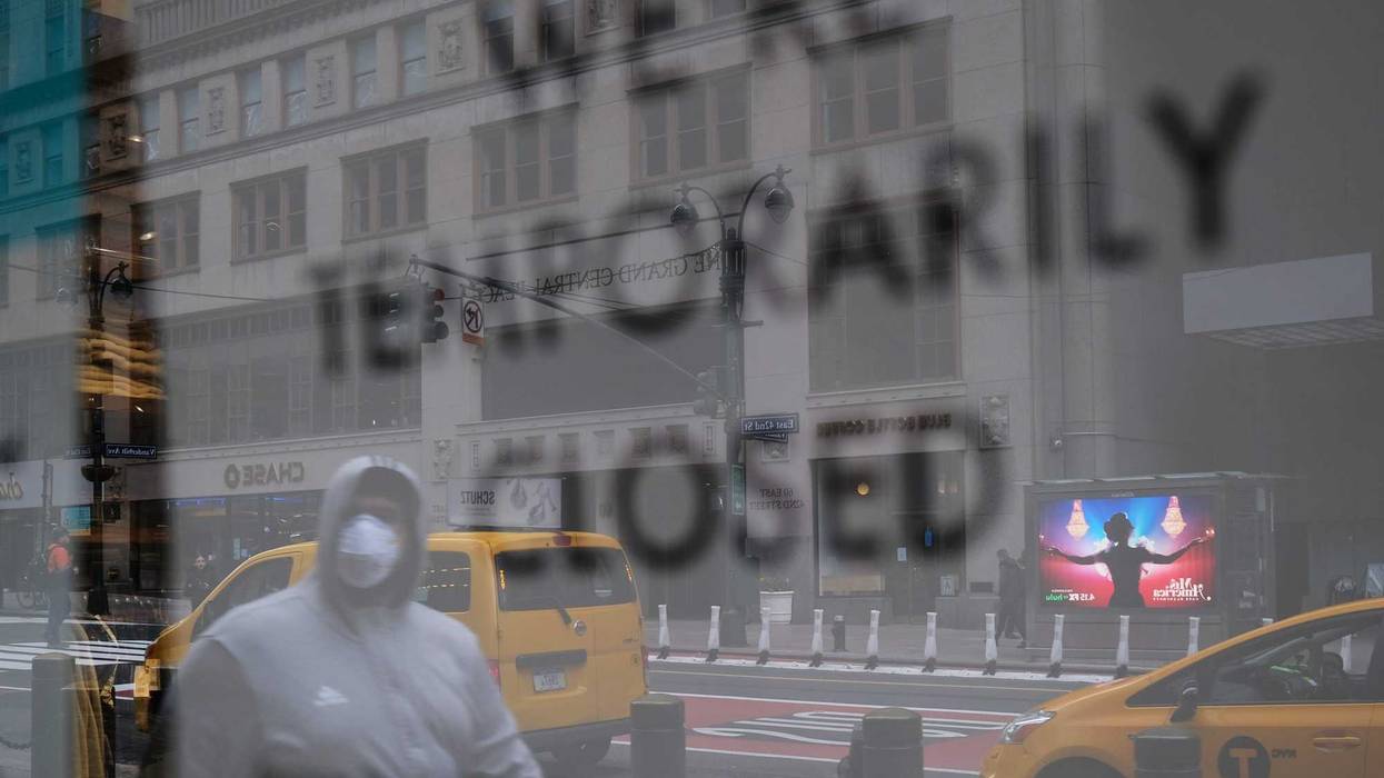 The streets of Manhattan stand nearly empty due to the coronavirus epidemic on April 10, 2020 in New York City.