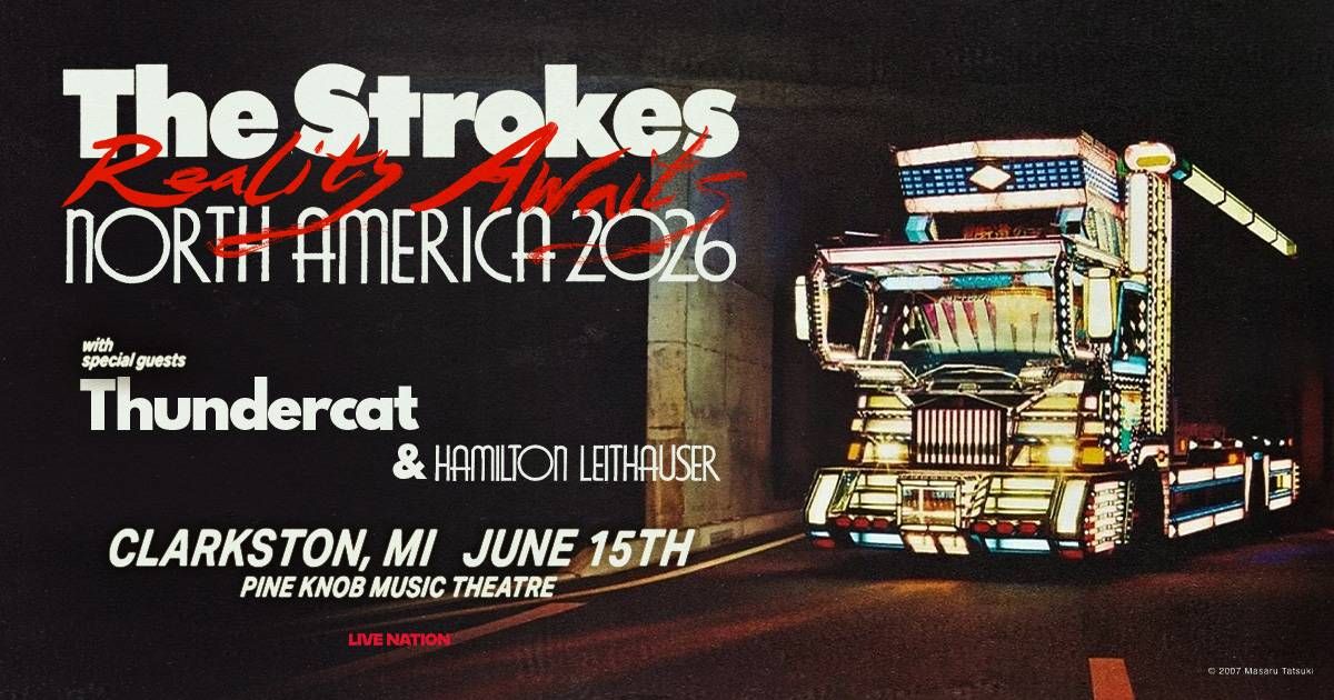 The Strokes concert poster featuring a dazzling, highly decorated Japanese 'Dekotora' truck.