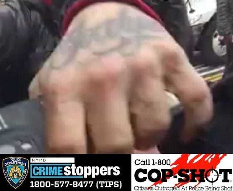 The suspect has a tattoo of the name "Jocelyn" on his left hand, police said