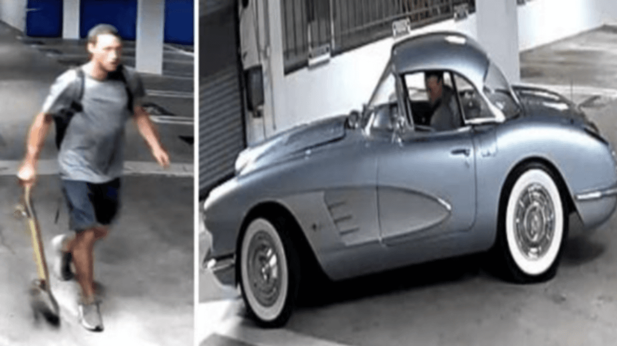The suspect (left) and the vehicle he is alleged to have stolen in early-September.