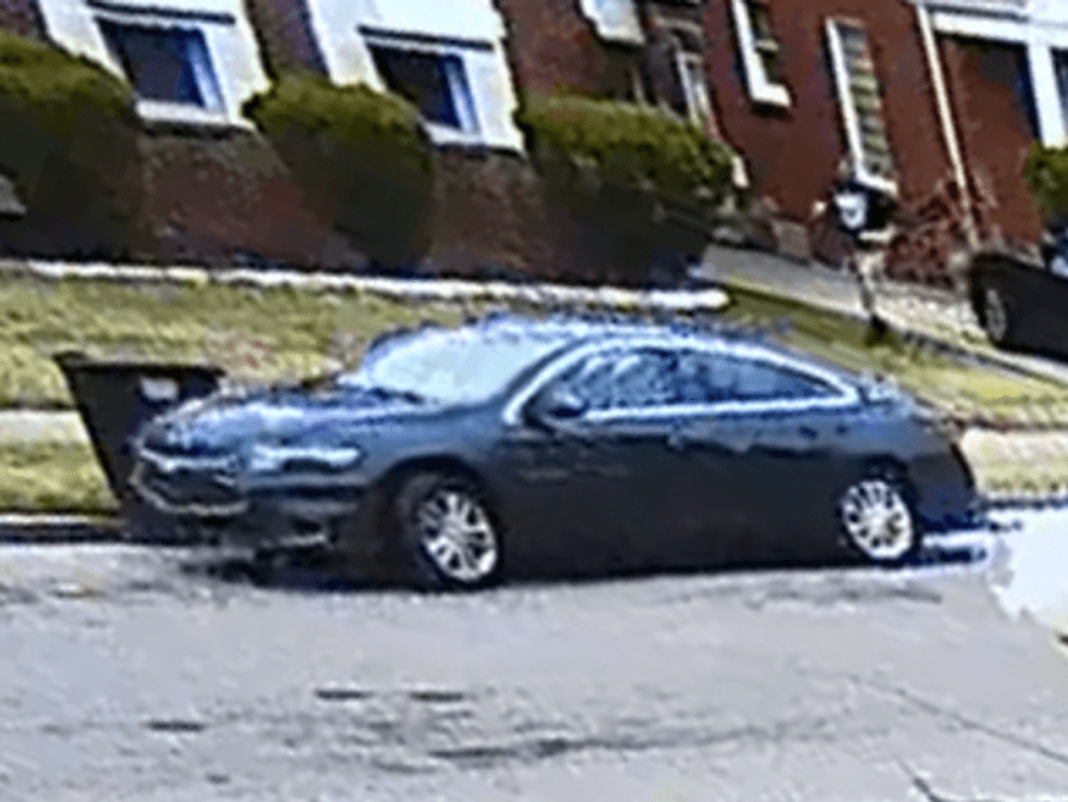The suspect vehicle in a Detroit armed robbery