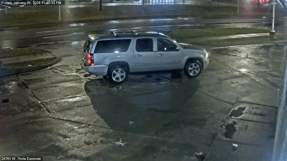 The suspect vehicle in an assault is pictured.