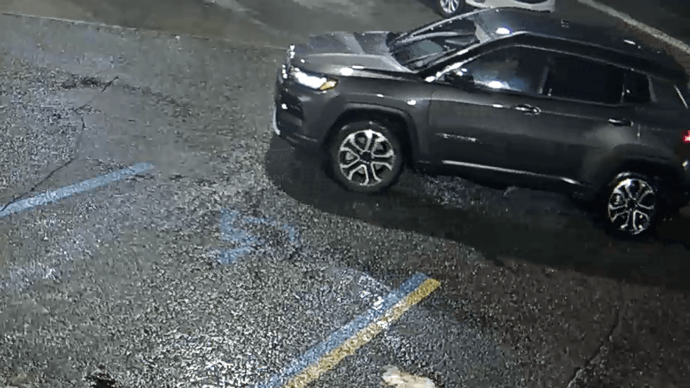 The suspect vehicle is pictured in connection with an assault and robbery at a gas station