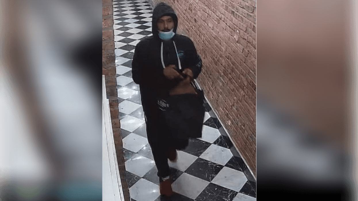 The suspect wanted in connection to a robbery in the East Village early Sunday morning.