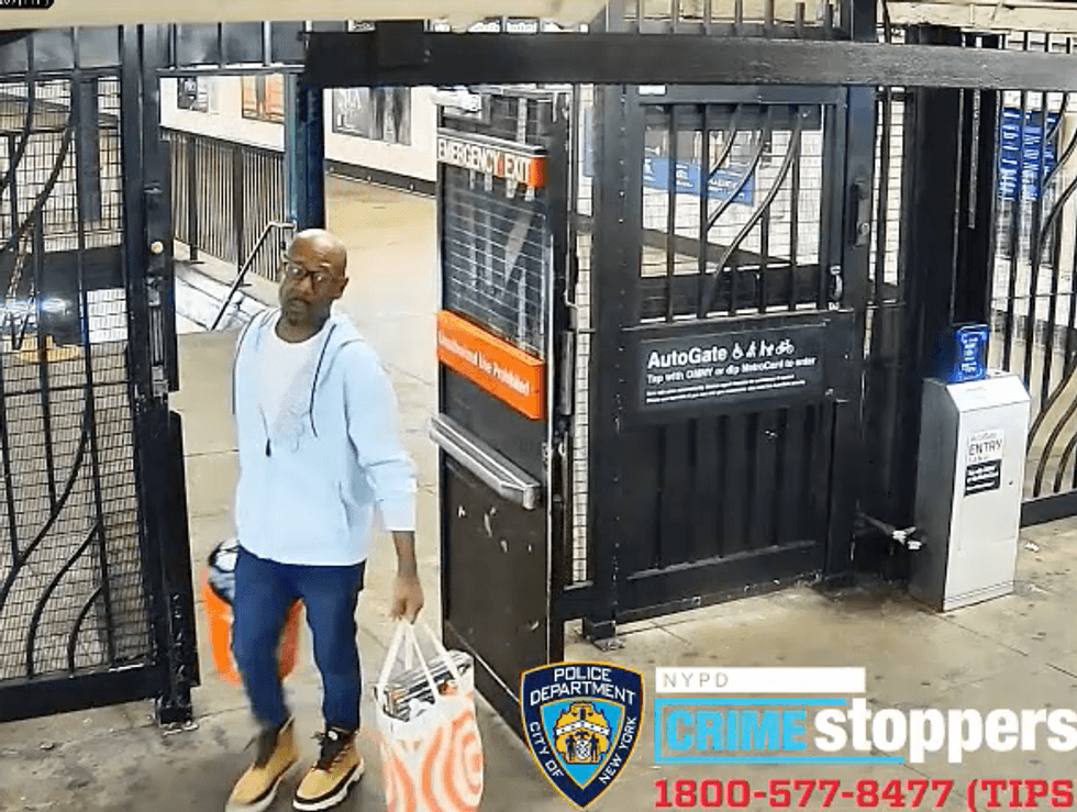 The suspect was last seen fleeing the station on foot
