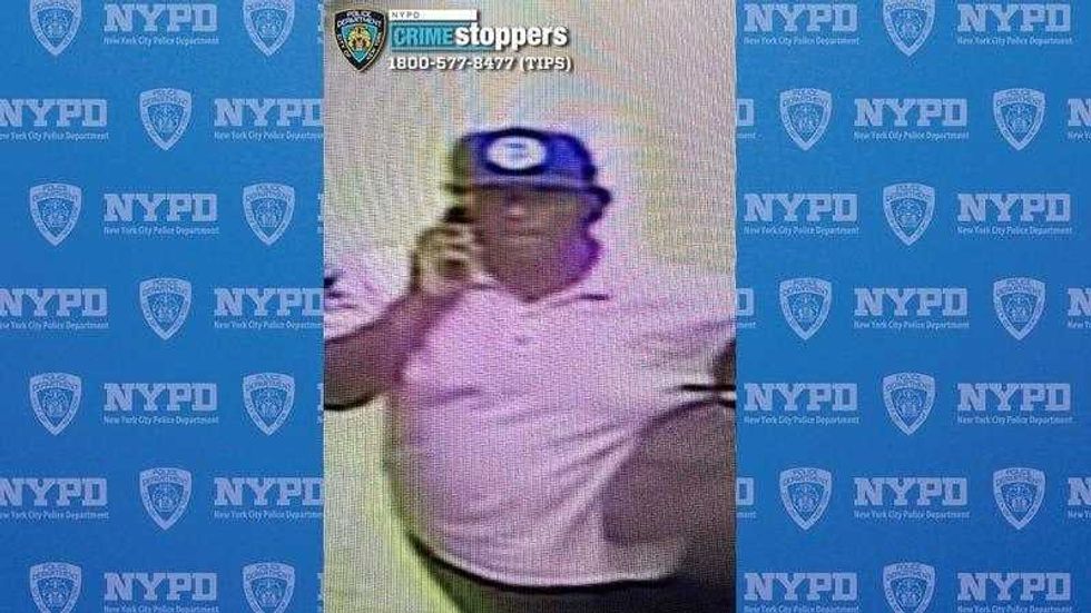 The suspect was last seen wearing a pink polo shirt and a blue MTA hat.