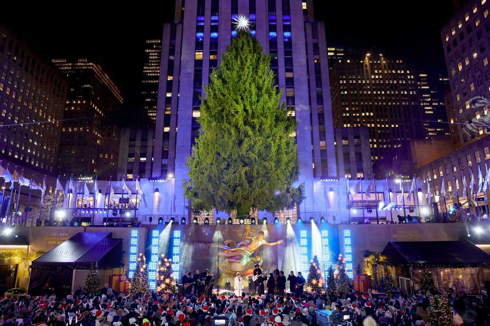 The Swarvoski star atop the 80-foot Rockefeller Christmas Tree at the lighting ceremony.