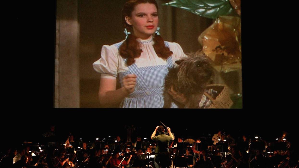 The Sydney Symphony Orchestra during a rehearsal of "The Wizard of Oz" in front of a big screen in the Concert Hall of the Sydney Opera House June 21, 2006 in Sydney, Australia.