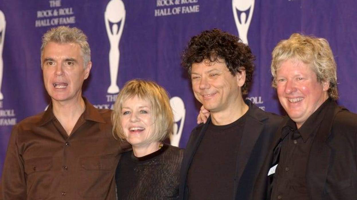 The Talking Heads attend the 17th Annual Rock and Roll Hall of Fame Induction Ceremony March 18, 2002