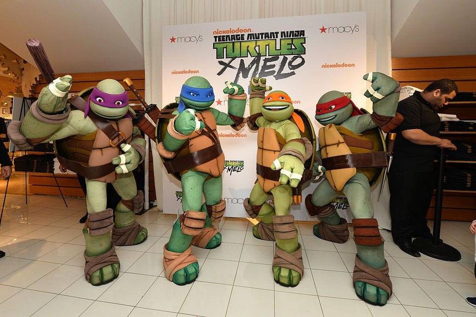 The Teenage Mutant Ninja Turtles pose at Macy
