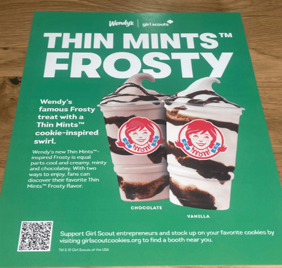 The Thin Mints Frosty will be available at Wendy