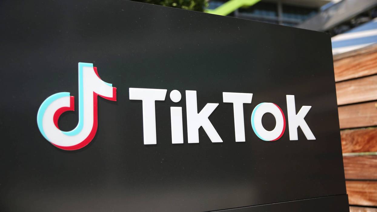 The TikTok logo outside its Culver City, California office.