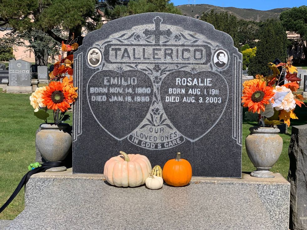 The tombstone of KCBS Radio Traffic Operations Manager Don Bastida