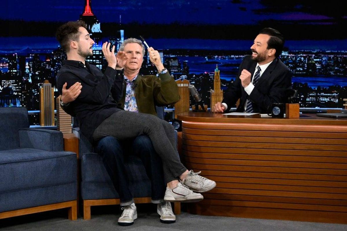 THE TONIGHT SHOW STARRING JIMMY FALLON -- Episode 1743 -- Pictured: (l-r) An audience member with actor Will Ferrell during an interview with host Jimmy Fallon on Thursday, November 10, 2022