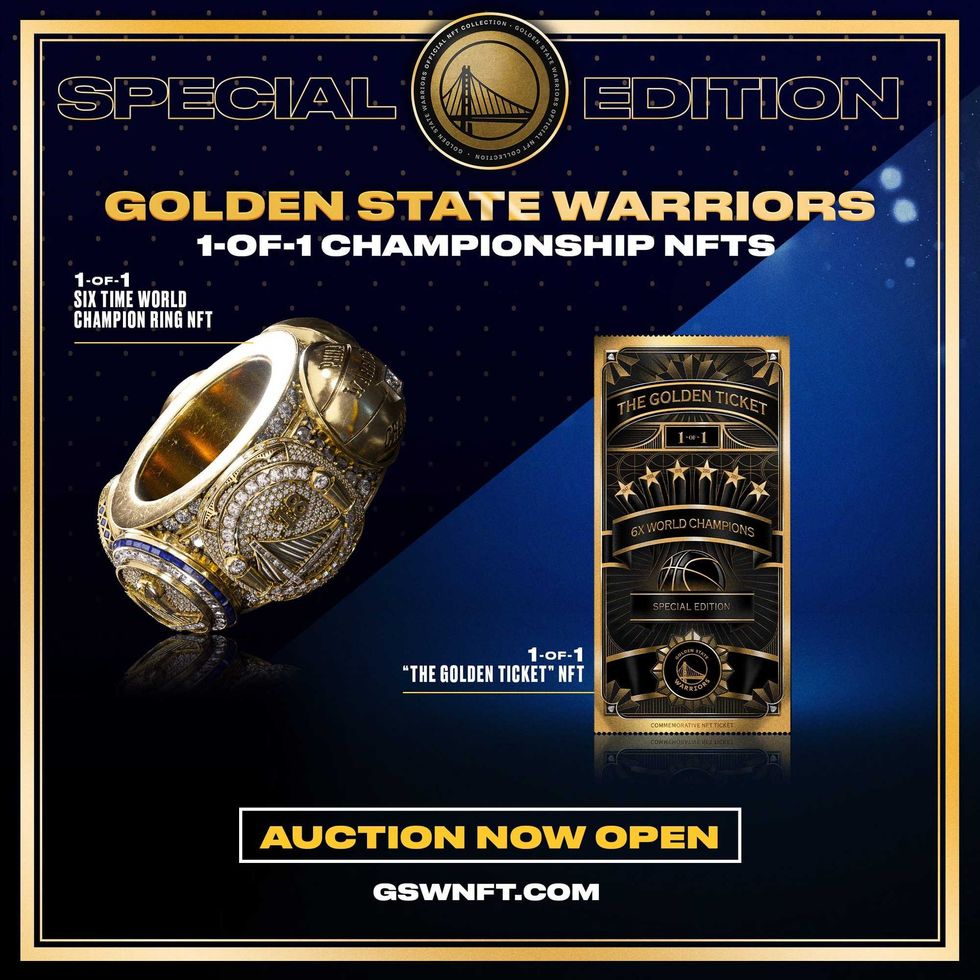 The two 1-of-1 NFTs available in the Warriors