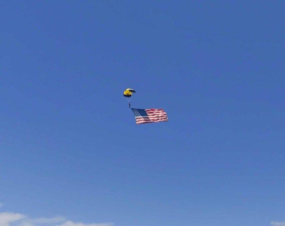The U.S. Navy put their elite parachute team on display with an late morning jump over the Detroit River on Thursday to celebrate Detroit Navy Week.