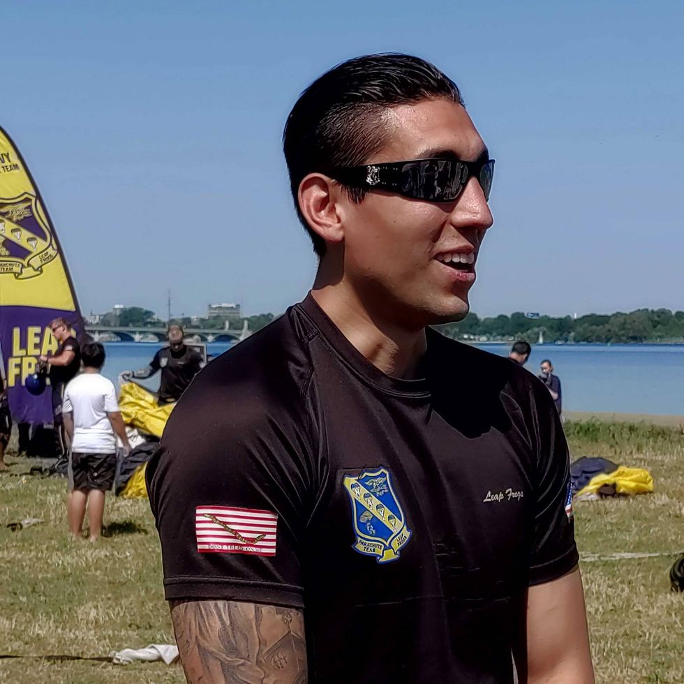 The U.S. Navy put their elite parachute team on display with an late morning jump over the Detroit River on Thursday to celebrate Detroit Navy Week.