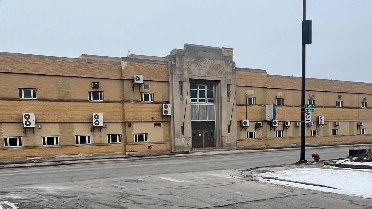 The unused Illinois National Guard armory at Chicago's Midway Airport.