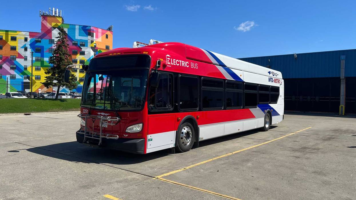 The unveiling of the first NFTA all-electric bus.