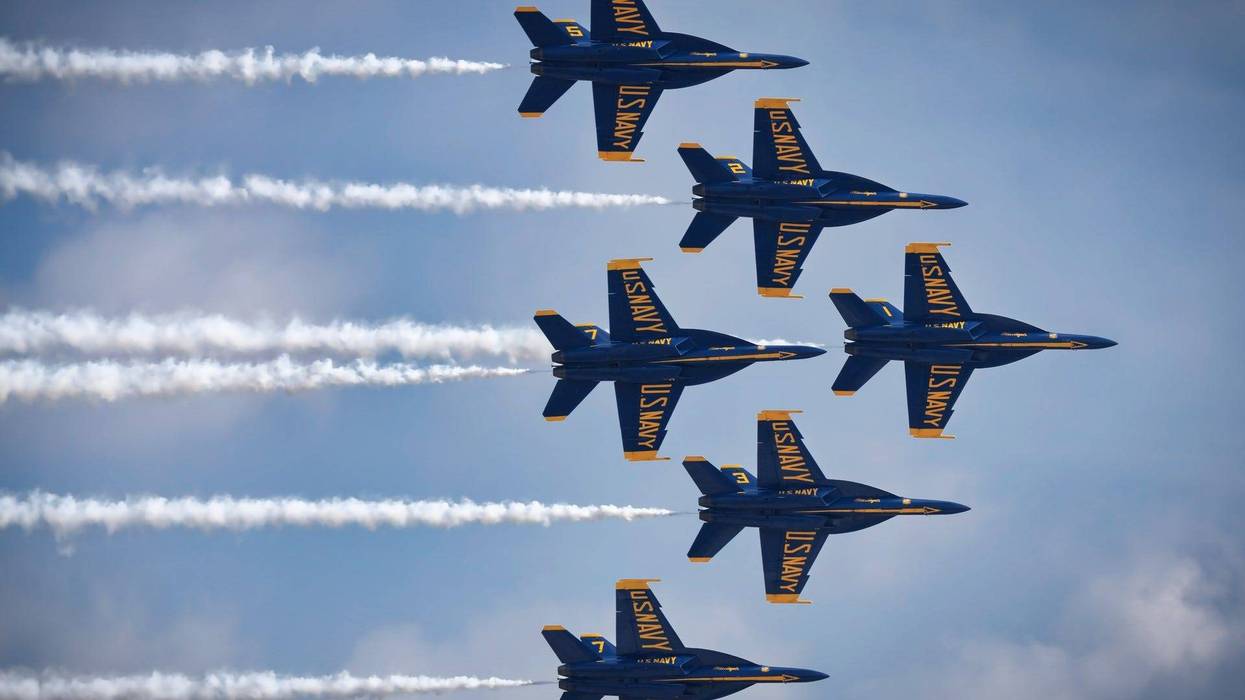 The US Navy Blue Angels flying - stock photo