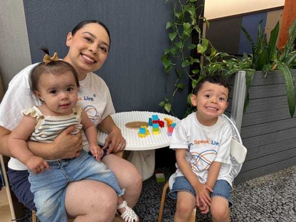 The Vazquez family at the Arthur M. Blank Center for Stuttering Education and Research
